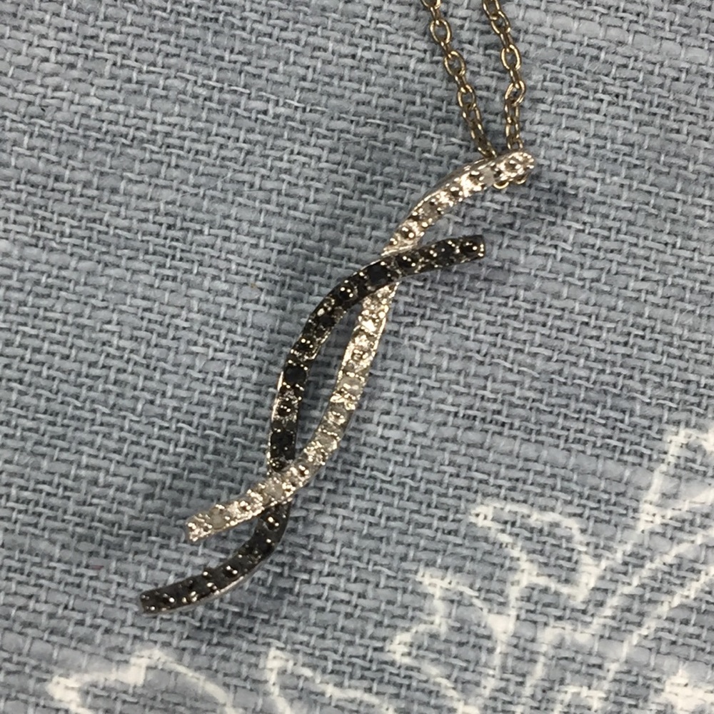 925 necklace with black and silver CZ